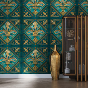 Papier Peint Art déco vintage Fleur de lis