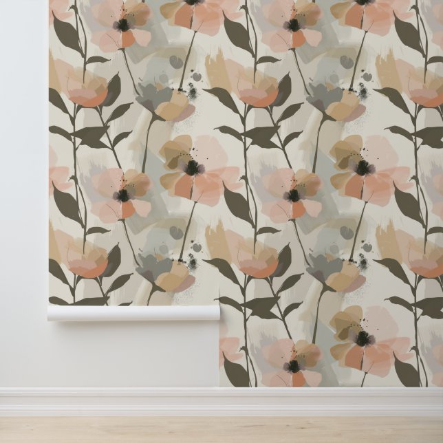 Papier Peint Art Floral Abstrait (Application)