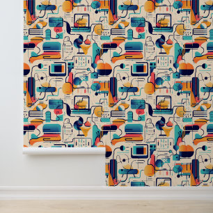 Papier Peint Art géométrique Abstrait inspiré par la technologi