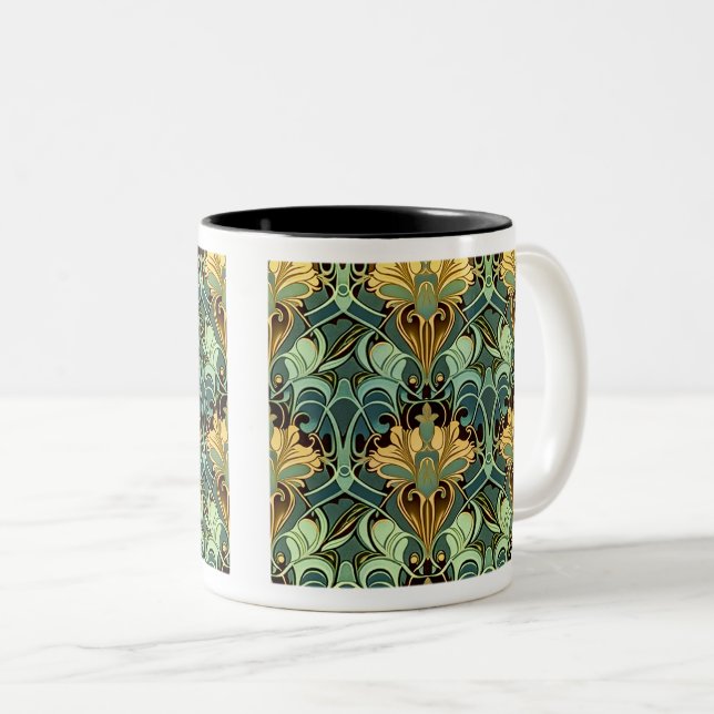 Papier peint Art Nouveau Mug à deux tons, 11 oz (Devant droit)
