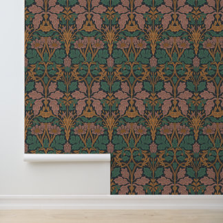 Papier Peint Art Nouveau Teinte Chaude Florale