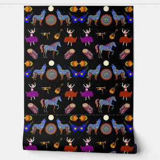 Papier Peint Art populaire de caravane colorée