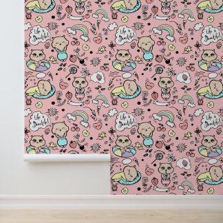 Papier peint au design moderne, dessin humoristiqu