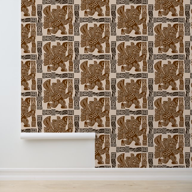 Papier Peint Aztec Eagle Guerrier Tribal Art antique (Application)