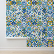 Azulejo tiles in blue and yellow
