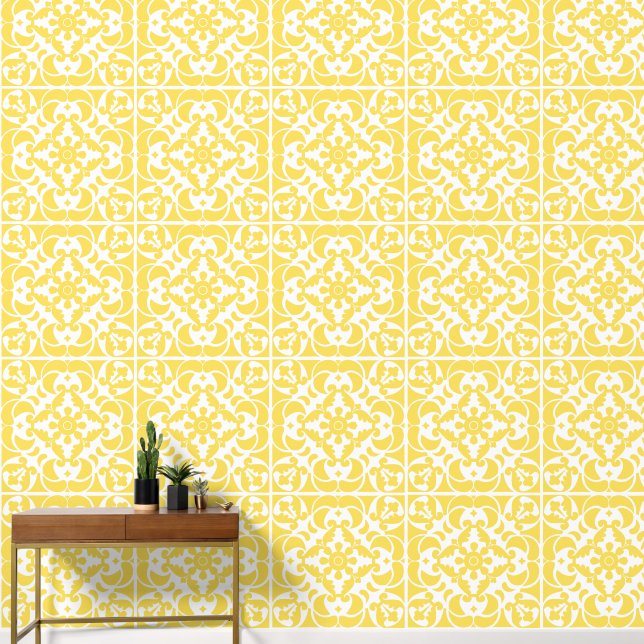 Papier Peint Azulejos jaune portugais espagnol (Couloir)