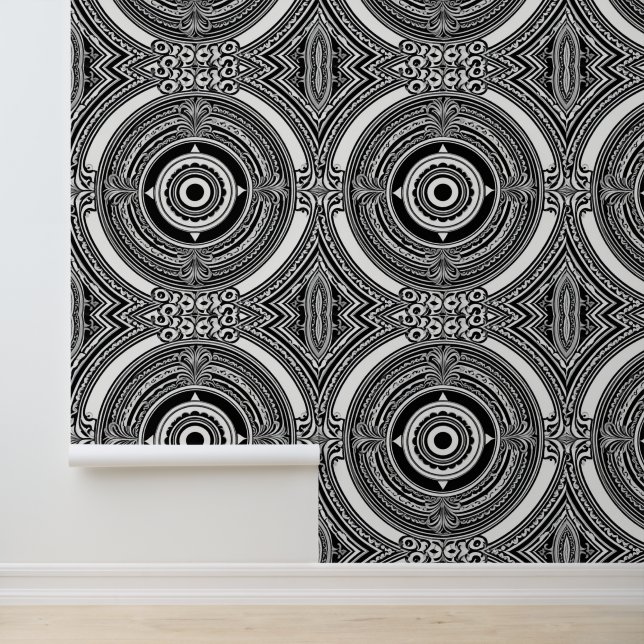 Papier Peint B&W Medallion Motif (Application)
