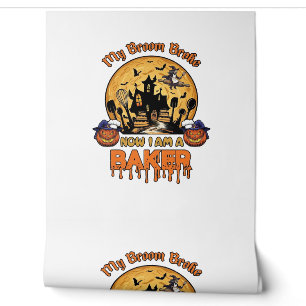 Papier Peint Balai Brisé Pâtissier Halloween Sorcière Chef Citr