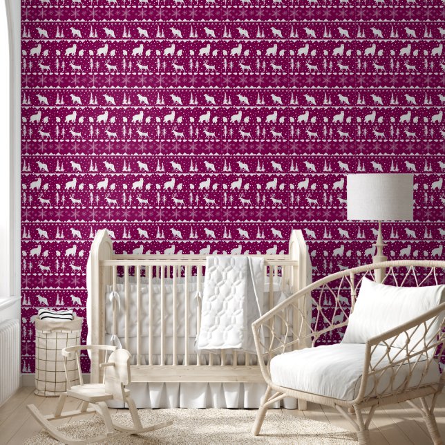 Papier Peint Balayage nordique Animaux d'hiver Français Plum Ro (Enfants)