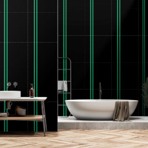 Papier Peint Bande verticale double verte noire