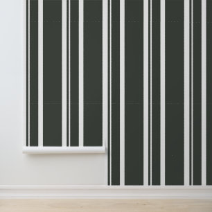Papier Peint Bandes blanches vertes simples