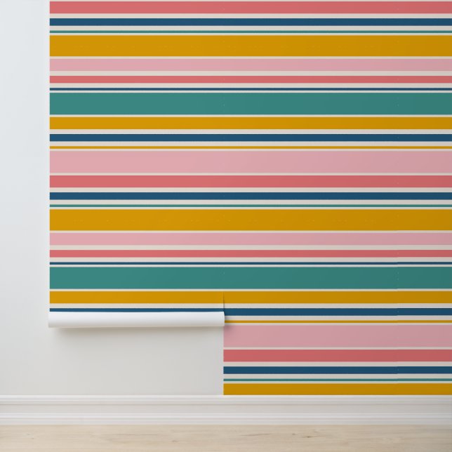 Papier Peint Bandes de couleurs à thème de plage (Application)