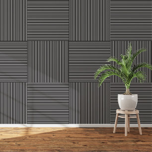 Papier Peint Bandes noires et blanches modernes : Peel et bâton