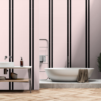 Papier Peint Bandes Verticales Noires Sur Rose Pastel