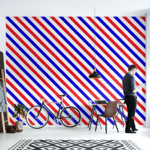Papier Peint Barbershop Pole à rayures rouge, blanc et bleu