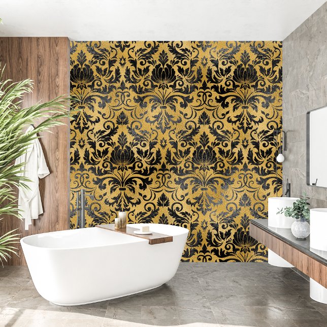 Papier Peint Baroque royal français noir et doré (Royal French black and golden baroque Wallpaper)