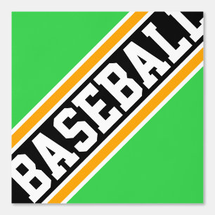 Papier Peint BASEBALL Carreaux Vert Clair Orange Noir Rayures
