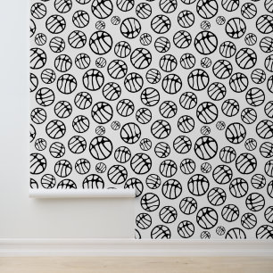 Papier Peint Basket-ball noir et blanc Motif enfants