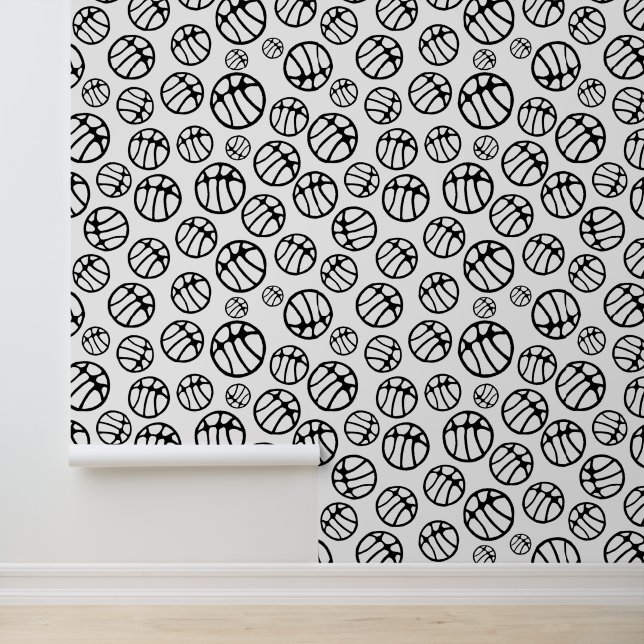 Papier Peint Basket-ball noir et blanc Motif enfants (Application)