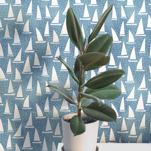 Papier Peint Bateau à voile côtier bleu et blanc