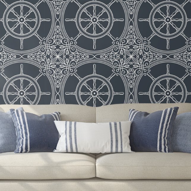 Papier Peint Bateau nautique Roue & Fleur De Lis (Créateur téléchargé)