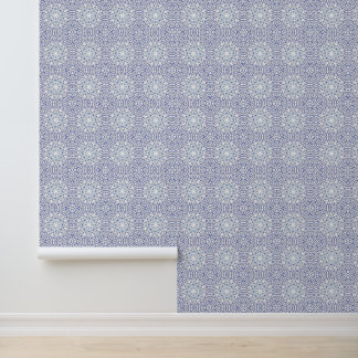 Papier Peint Bâton amovible Peel Bleu Blanc Cercles géométrique