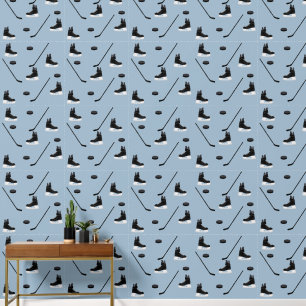 Papier Peint Bâton de hockey sur glace bleu poussiéreux, Motif 