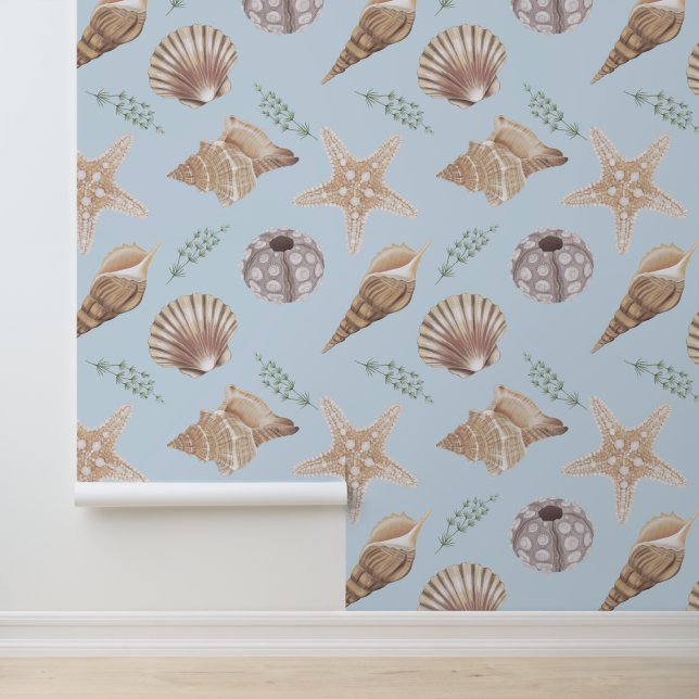 Papier Peint Beau Motif de coquillages d'eau salée (Application)