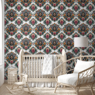 Papier Peint Beauté rugissante : Lion & Splendor Floral