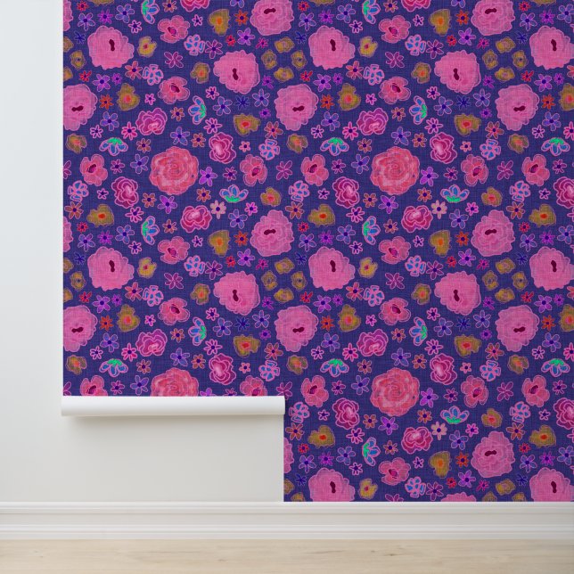 Papier Peint Beaux rêves floraux Gros motif de fleurs (Application)