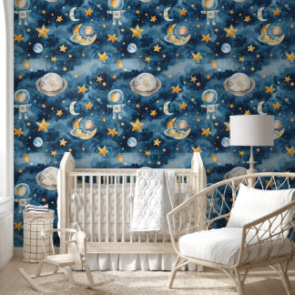 Papier Peint Bébé garçon astronaute à la découverte du Motif sp