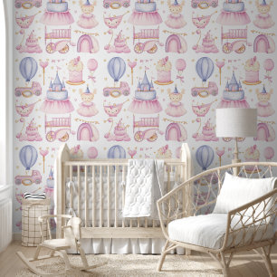 Papier Peint Bébé mignonne Fille Motif sans couture