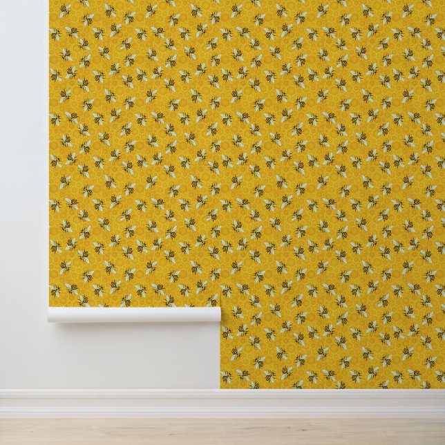 Papier Peint Bees Honeypeb Honeybee Hive Bumble Bee Motif (Application)