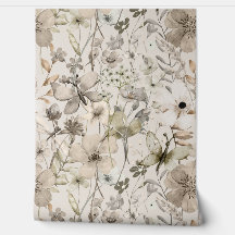 Papier peint beige paradis aux fleurs rouleaux