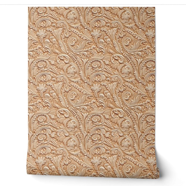Papier Peint Beige rustique cuir à outils (Déroulement)