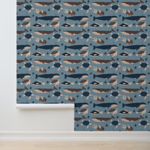 Papier Peint Belle Baleines de la Marine Tortues et Poissons