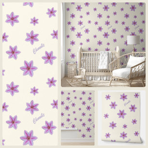 Papier Peint Belle crème florale Lilac Pink Clematis