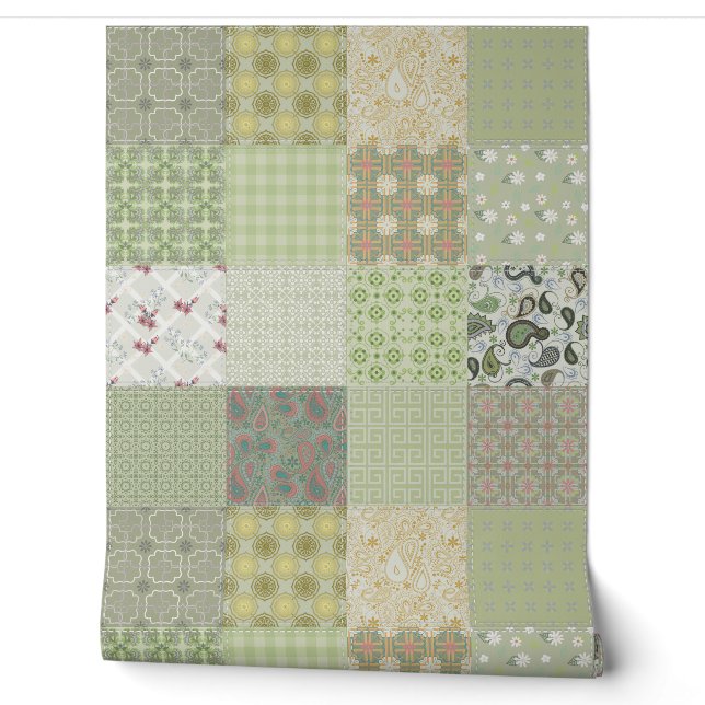 Papier Peint Belle Maison De Campagne Style Patchwork Quilé (Déroulement)