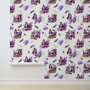 Papier Peint Belle Papillons pourpres   Hydrangeas Floral