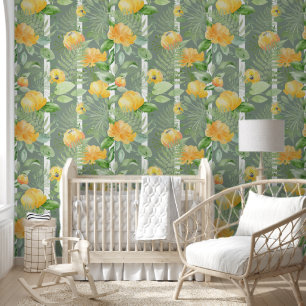Papier Peint Belle Sage Vert Floral Motif