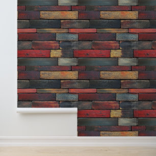 Papier Peint Belles planches de bois de mahogany faux antiques