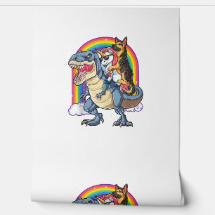 Papier Peint Berger allemand Licorne Dinosaure T rex Drôle Plui