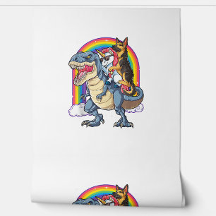 Papier Peint Berger allemand Unicorn Dinosaur T rex Funny Rainb