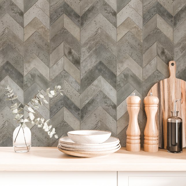 Papier Peint Béton gris Herringbone Chevron (Créateur téléchargé)