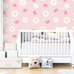 Papier Peint Beurre rose mignon Fille marguerite Enfants Floral