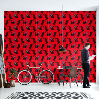 Papier Peint Black panther Flower birds Maximalist wallpaper