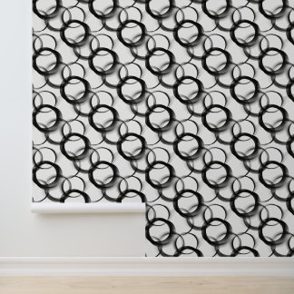 Papier Peint Black & White Overlapping Circles – Geometric Seam
