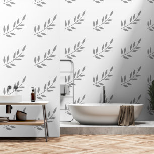 Papier Peint Blanc noir Botanique Imprimés Motifs de feuilles g