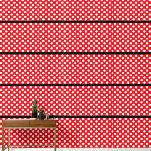 Papier peint blanc Polka Dot rouge noir Peel et bâ