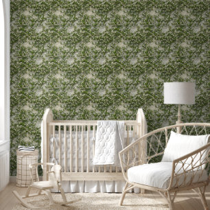 Papier Peint Blanc Rustique brique Floral Ivy